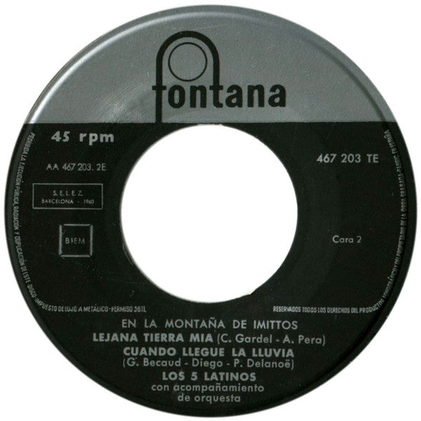 Los Cinco Latinos : En La Montaña De Imittos (7", EP)