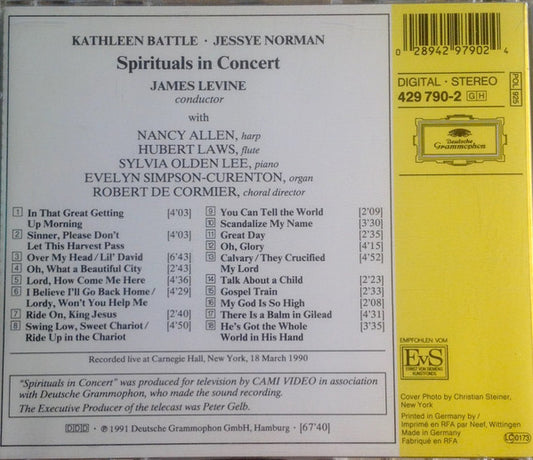 Kathleen Battle, Jessye Norman - Spirituals In Concert Chorus And Spirituals In Concert Orchestra Conducted By James Levine (2) : Spirituals In Concert (CD, Album)