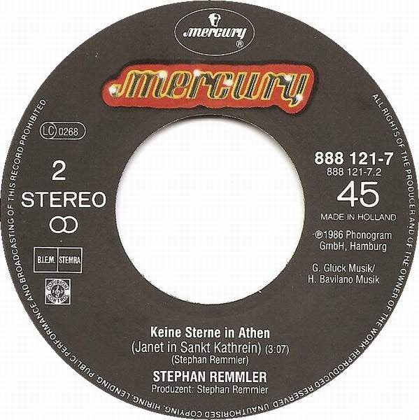 Stephan Remmler : Keine Sterne In Athen (3-4-5 X In 1 Monat) (7", Single)