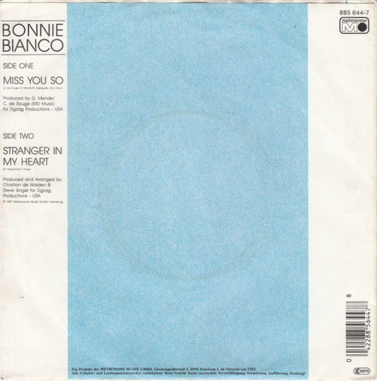 Bonnie Bianco : Miss You So (7", Single)