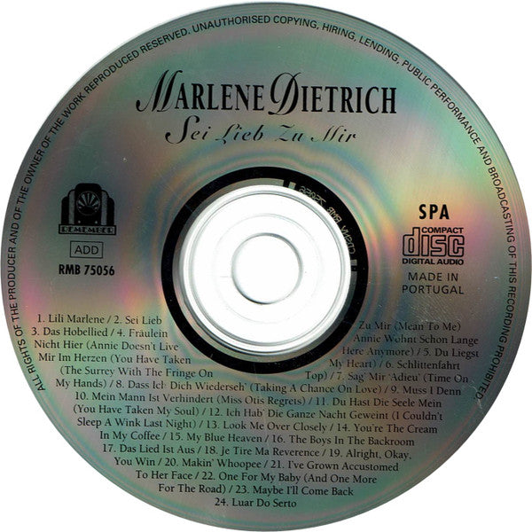 Marlene Dietrich : Sei Lieb Zu Mir (CD, Comp, Mono)