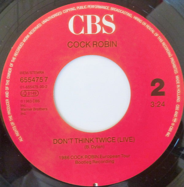 Cock Robin : Worlds Apart (7", Single)