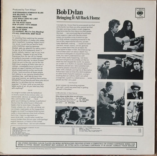 Bob Dylan : Bringing It All Back Home (LP, Album, RP)
