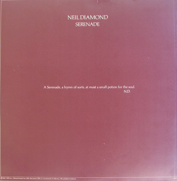 Neil Diamond : Serenade (LP, Album, Quad)