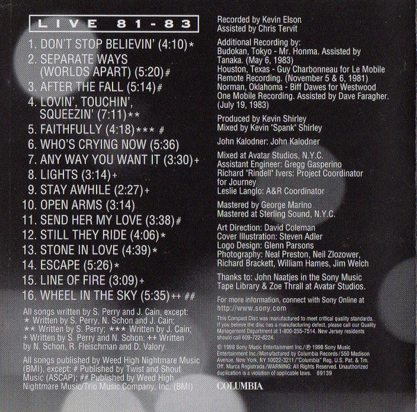 Journey : Greatest Hits Live (CD, Album)