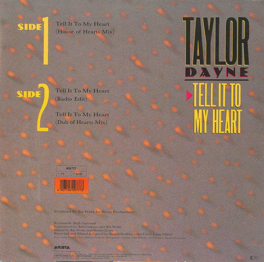Taylor Dayne : Tell It To My Heart (House Of Hearts-Remix) (12", Maxi)