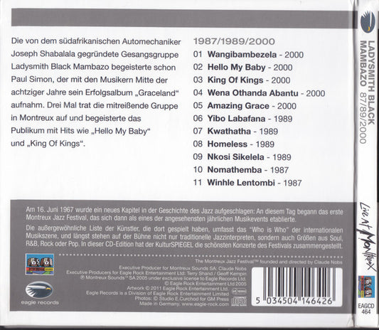 Ladysmith Black Mambazo : Live At Montreux 1987/1989/2000 (CD, Comp, RE, Dig)