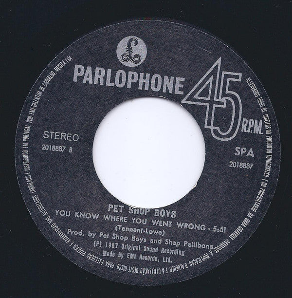 Pet Shop Boys : It's A Sin (7", Single)