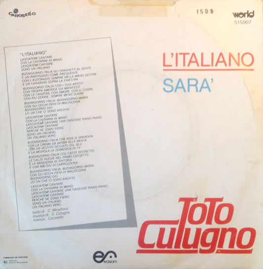 Toto Cutugno : L'Italiano (7", Single)