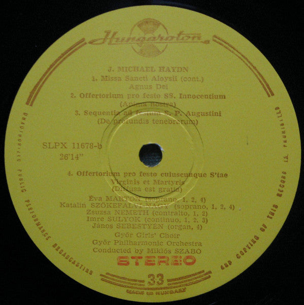 Michael Haydn, Győri Filharmonikus Zenekar, Miklós Szabó : Missa Sancti Aloysii (LP, Album)