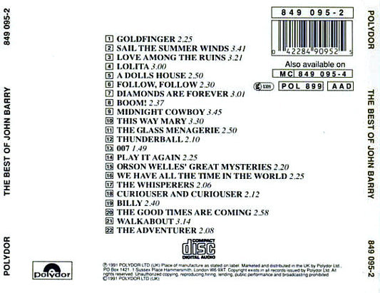 John Barry : The Best Of John Barry (CD, Comp)