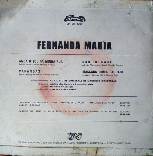 Fernanda Maria : Anda O Sol Na Minha Rua (7", EP)