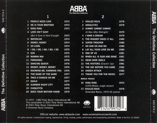 ABBA : The Definitive Collection (2xCD, Comp, RM, Sli)