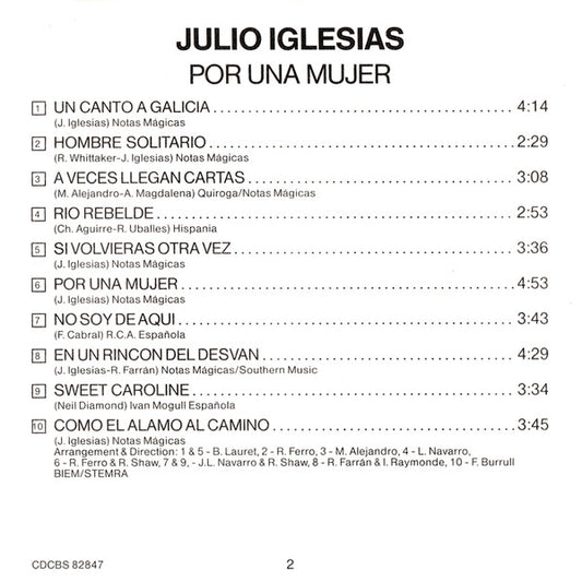 Julio Iglesias : Por Una Mujer (CD, Album)