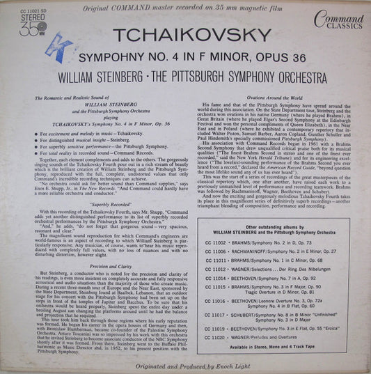 Pyotr Ilyich Tchaikovsky - William Steinberg - Pittsburgh Symphony Orchestra : Symphony No. 4 In F Minor, Opus 36 (LP, Album, RE)