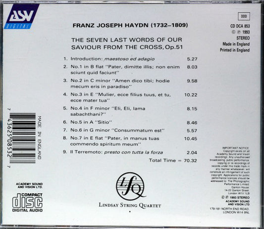 Joseph Haydn - The Lindsays : The Seven Last Words (CD)