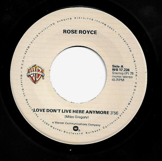 Rose Royce : Love Don't Live Here Anymore (7", Single, Bla)
