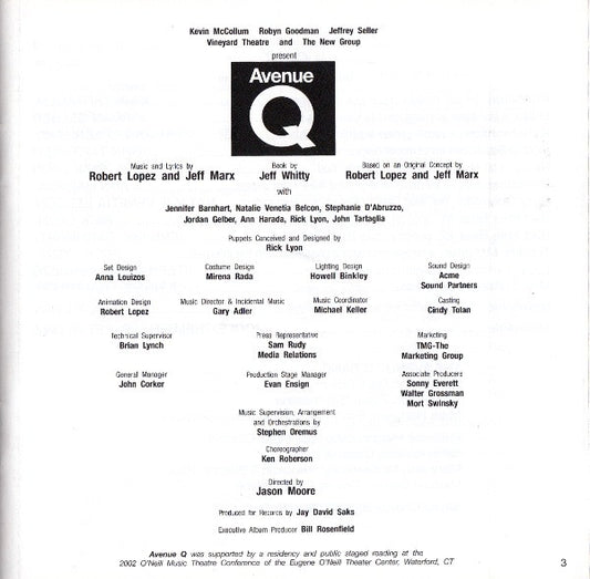 "Avenue Q" Cast : Original Broadway Cast Recording: Avenue Q: The Musical (CD, Album, RE)