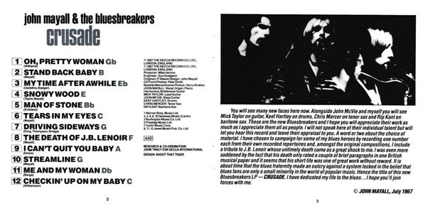 John Mayall & The Bluesbreakers : Crusade (CD, Album, RE)