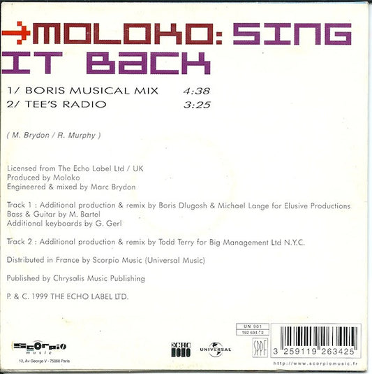 Moloko : Sing It Back (CD, Single, Car)