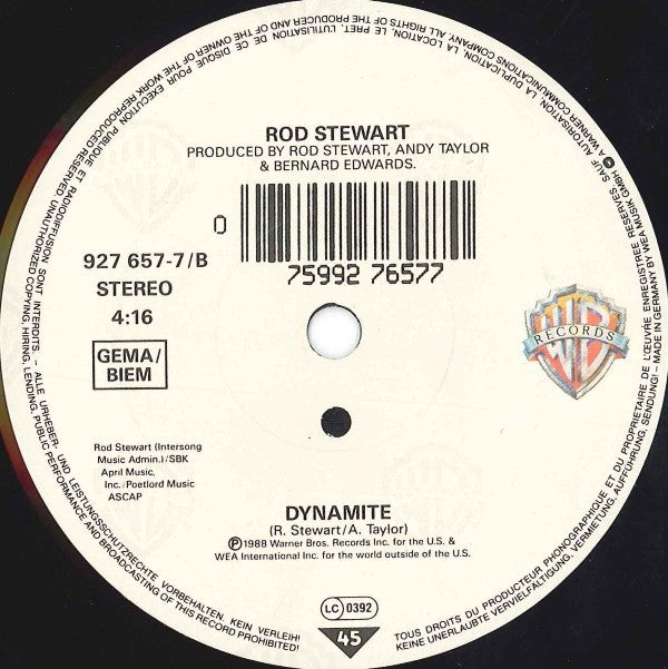 Rod Stewart : Crazy About Her (7", Single, Sma)