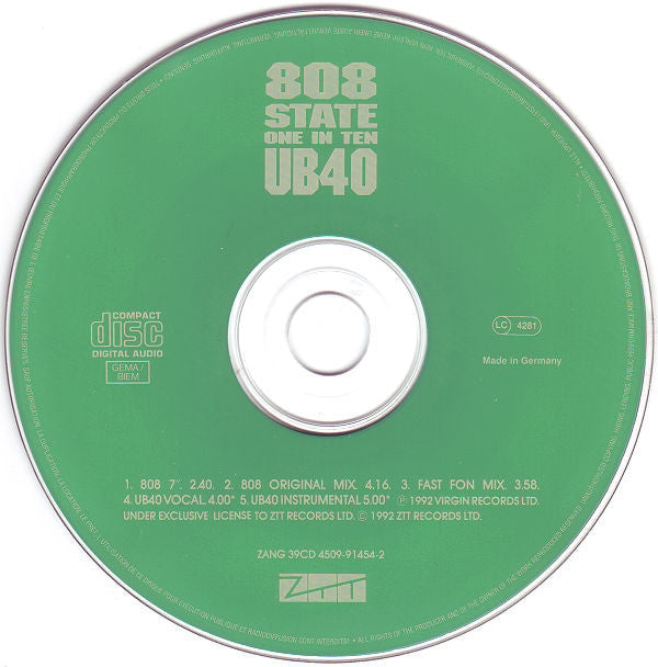 808 State / UB40 : One In Ten (CD, Single)