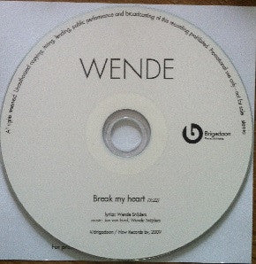 Wende Snijders : Break My Heart (CDr, Single, Promo)