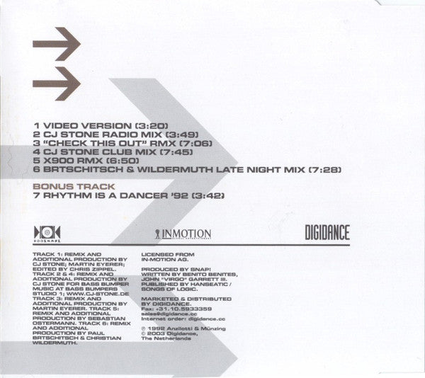 Snap! : Rhythm Is A Dancer 2003 (CD, Maxi)