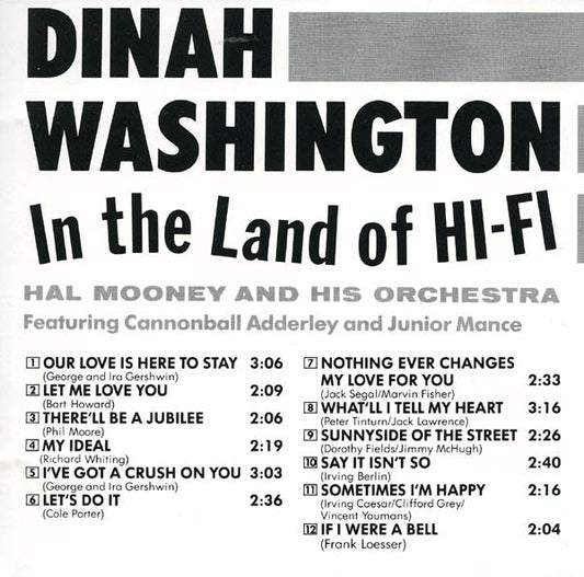 Dinah Washington : In The Land Of Hi-Fi (CD, Album, RE, RM)