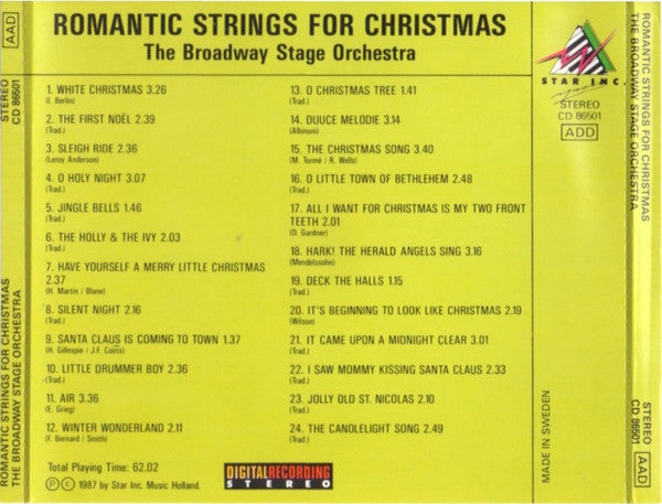 The Broadway Stage Orchestra : Romantic Strings For Christmas (CD)