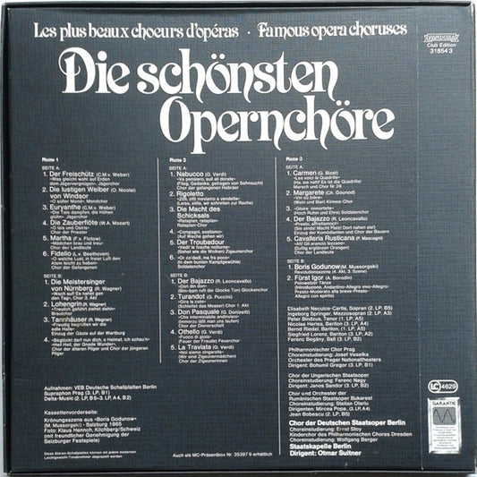 Chor Der Staatsoper Berlin, Staatskapelle Berlin, Otmar Suitner : Die Schönsten Opernchöre = Les Plus Beaux Choeurs D'Opéras = Famous Opera Choruses (3xLP, Comp, Club + Box)
