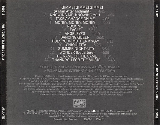 ABBA : Greatest Hits Vol. 2 (CD, Comp, Tar)