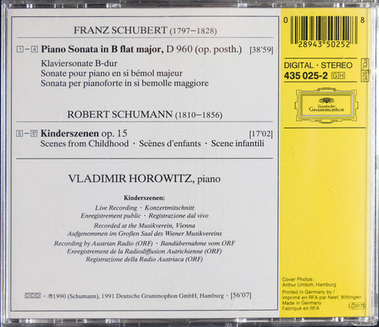 Vladimir Horowitz - Franz Schubert / Robert Schumann : Horowitz The Poet (CD, Album)