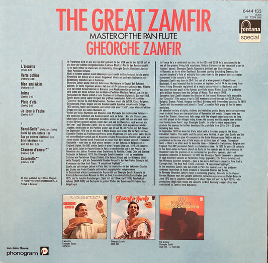 Gheorghe Zamfir : The Great Zamfir (Master Of The Pan-Flute) (LP, Comp)