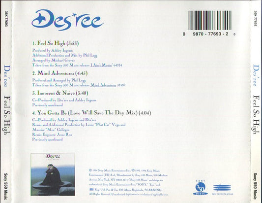 Des'ree : Feel So High (CD, Single)