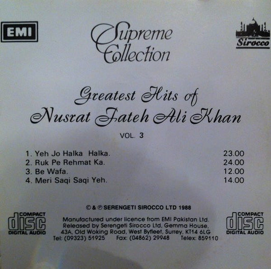 Nusrat Fateh Ali Khan : Greatest Hits Vol. 3 (CD)