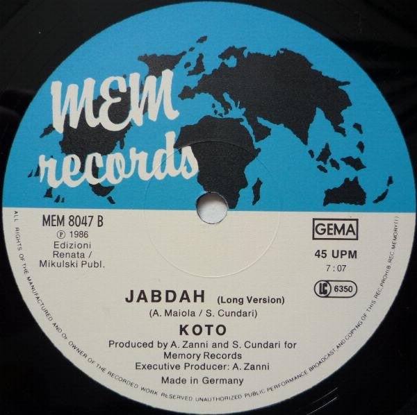 Koto : Jabdah (The Original ZYX Remix) (12", Maxi)