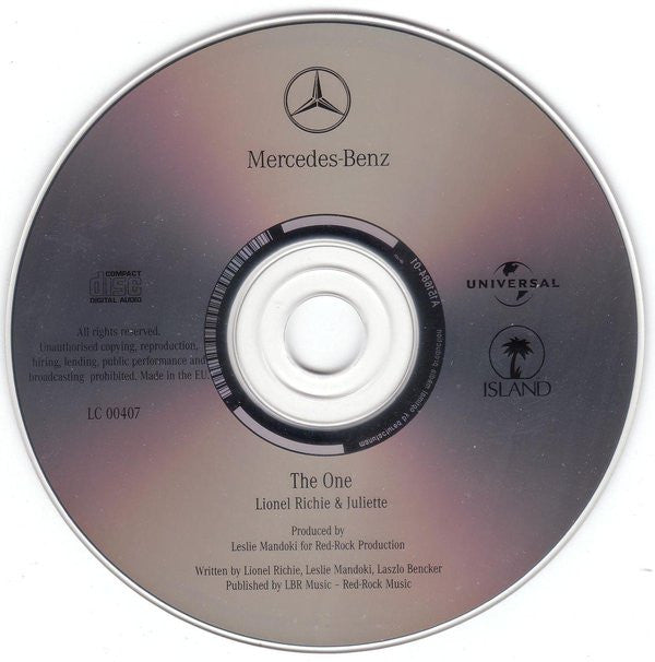 Lionel Richie & Juliette : The One (CD, Single, Promo)