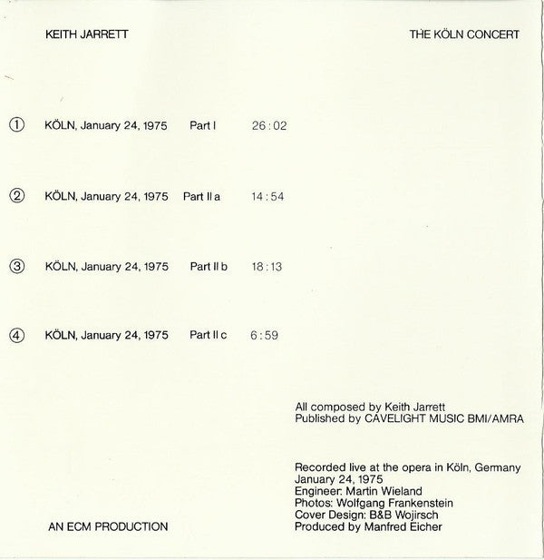 Keith Jarrett : The Köln Concert (CD, Album, RE, PDO)