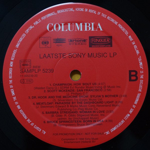 Various : Laatste Sony Music Elpee (LP, Comp, Promo)