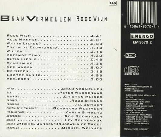 Bram Vermeulen : Rode Wijn (CD, Album)