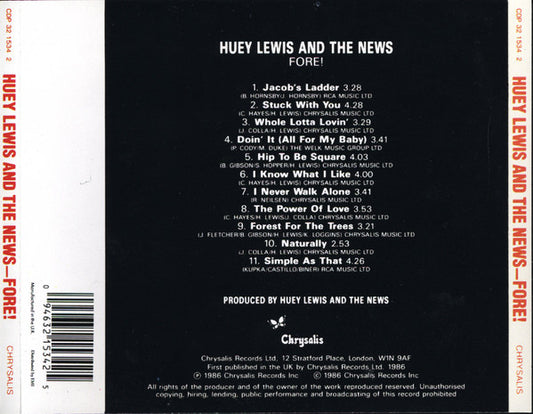Huey Lewis & The News : Fore! (CD, Album, EMI)