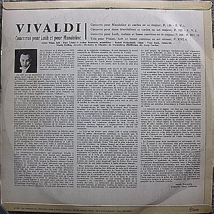 Antonio Vivaldi, Artur Rumetsch, Paul Grund, Anton Stingl, Württembergisches Kammerorchester, Jörg Faerber : Concerti Pour Luth & Mandolines (LP, Album, Mono)