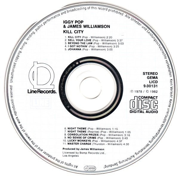 Iggy Pop & James Williamson : Kill City (CD, Album, RE)