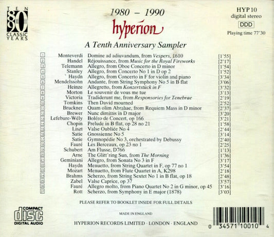 Various : A 10th Anniversary Sampler From Hyperion (CD, Smplr)