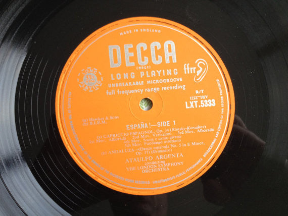 Ataúlfo Argenta, London Symphony Orchestra : España (LP, Mono)