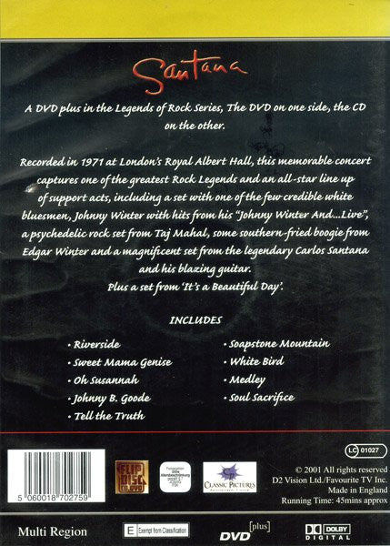 Santana With Johnny* & Edgar Winter & Taj Mahal : Live In Concert At The Royal Albert Hall (Hybrid, DVDplus)