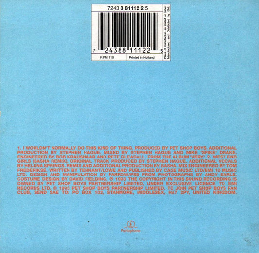Pet Shop Boys : I Wouldn't Normally Do This Kind Of Thing (CD, Single)
