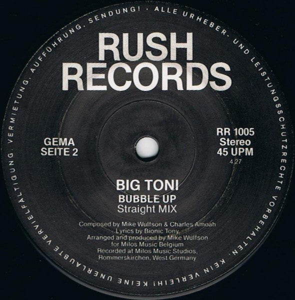 Big Tony : Bubble Up (Special Scratch Remix) (12", Maxi)