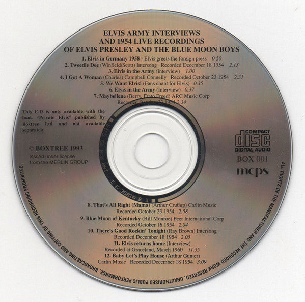 Elvis Presley : Elvis Army Interviews And 1954 Live Recordings Of Elvis Presley And The Blue Moon Boys (CD, Comp, Promo)